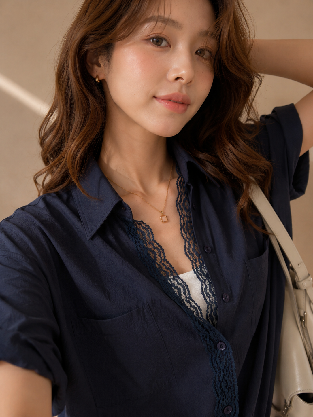 Korean Old-Money Lace Trim Shirt