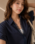 Korean Old-Money Lace Trim Shirt