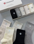 LULU reflective logo cotton socks (5 pairs)