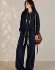 Ribbon Hoodie &amp; Wide-Leg Sweatpants Set