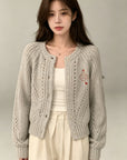 Orb Embroidered Heavy Knit Cardigan