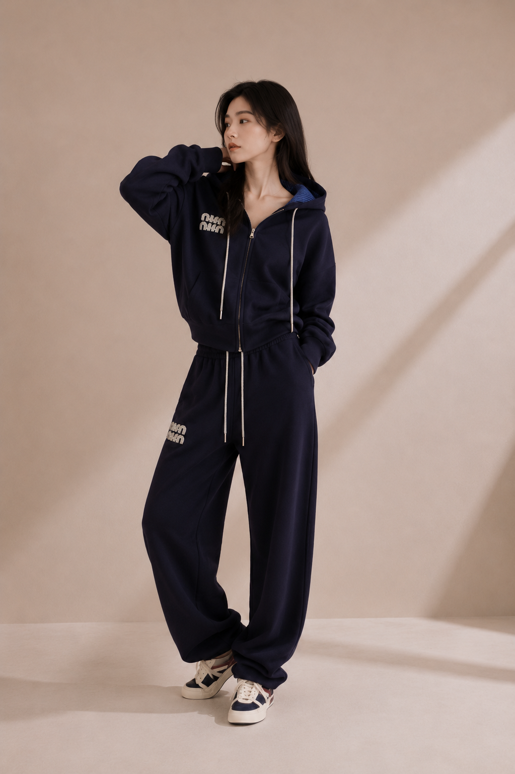 Rhinestone Logo Hooded Lounge Set