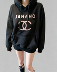 Fleece-Lined Oversized Contrast Hoodie Set