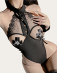 Hands-Free Cutout Chest Bunny Girl Bodysuit Lingerie Set