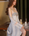 Jacquard Lace Padded Cami Nightdress + Robe Set