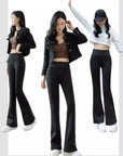 U-shaped Lifted and Fleece-lined Flared Pants