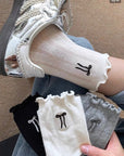 Korean-Style Lace Bow Embroidered Mid-Calf Socks for Summer (3-Pack)