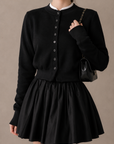 Mock Neck Layered Knit Cardigan
