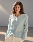 Lake Blue 100% Wool Cardigan