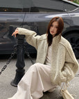 Stand Collar Wool Blend Padded Jacket