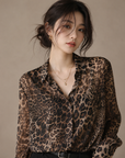 Vintage Luxe Leopard Chiffon Shirt