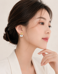 Brushed Silver Stud Earrings