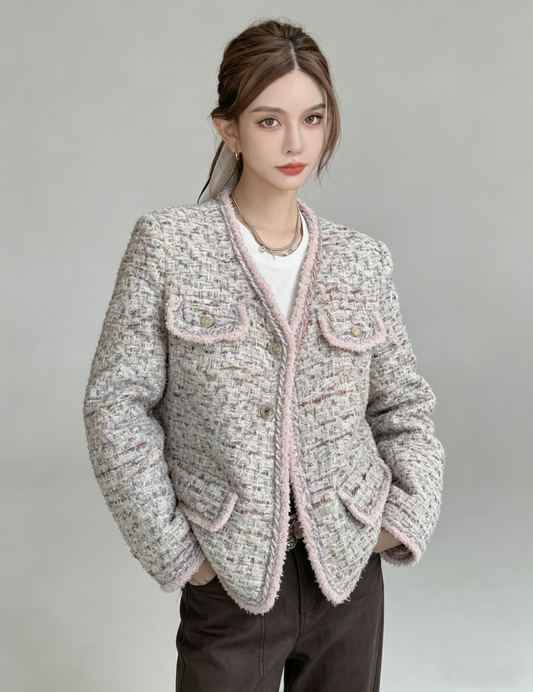 Deluxe Tweed Jacket in Blush Tones