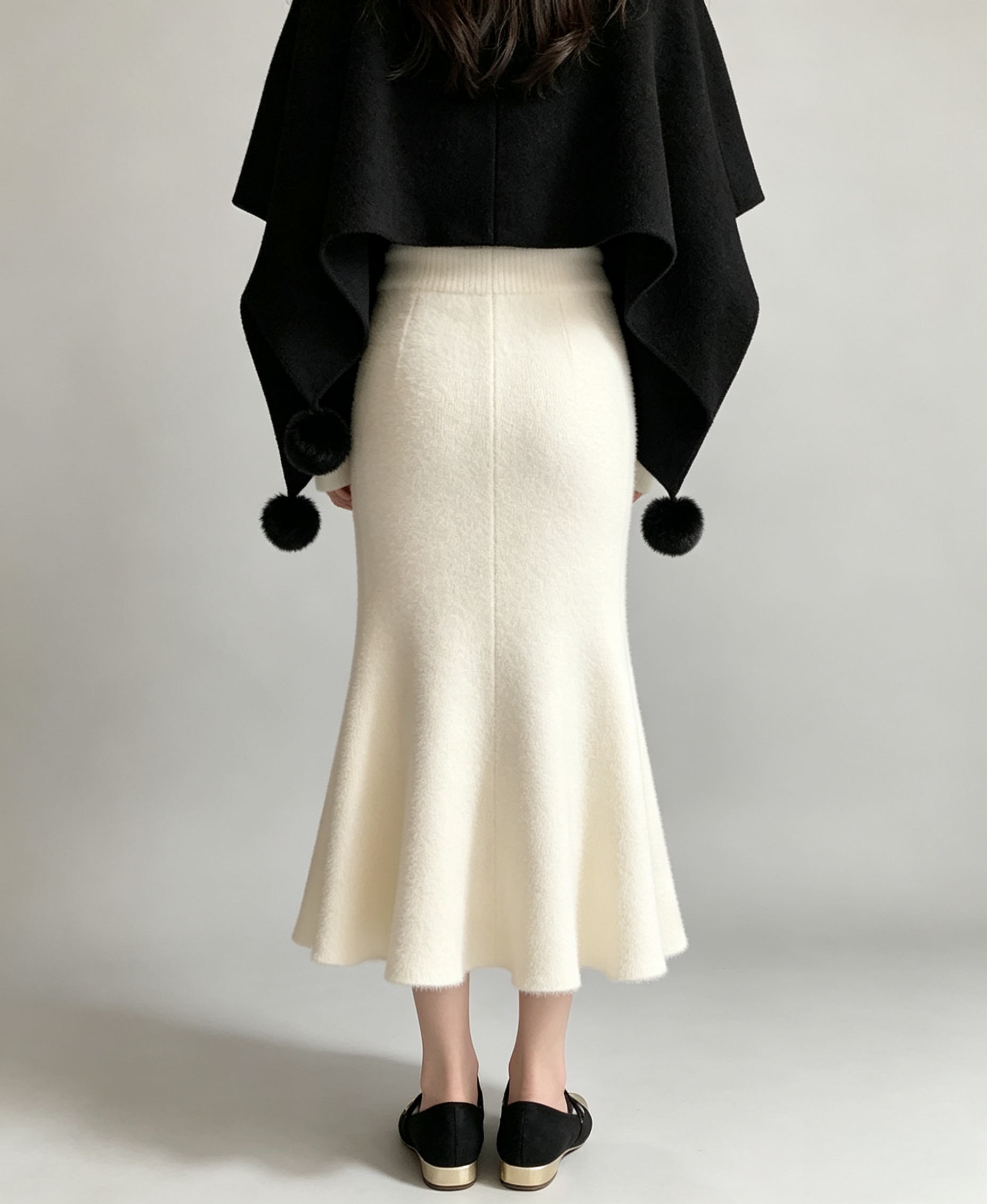 Thick Knit High-Waisted Fishtail Skirt