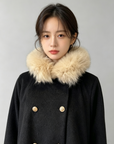 Mocha Fur-Collar Cape Coat
