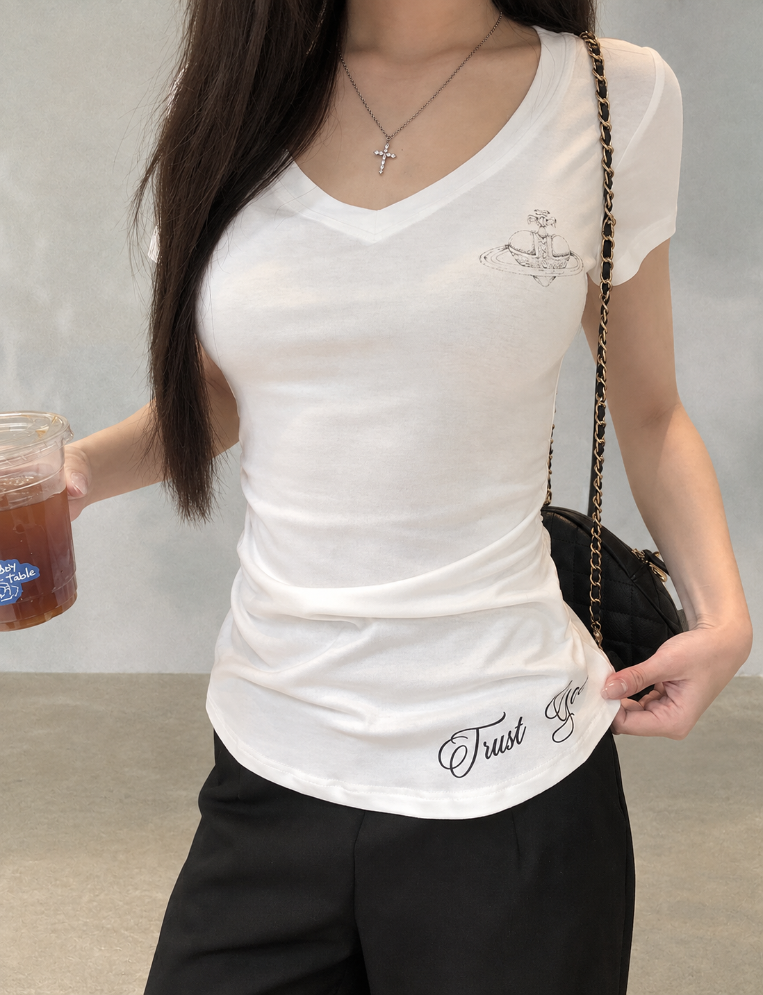 Minimalist V-Neck Fitted Top