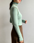 Merino Wool High-Neck Slim Fit Knit Top