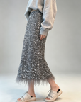 Sequin Skirt with Ostrich-Feather Trim