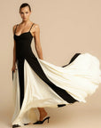 Black and White Patchwork Maxi Slip Dress