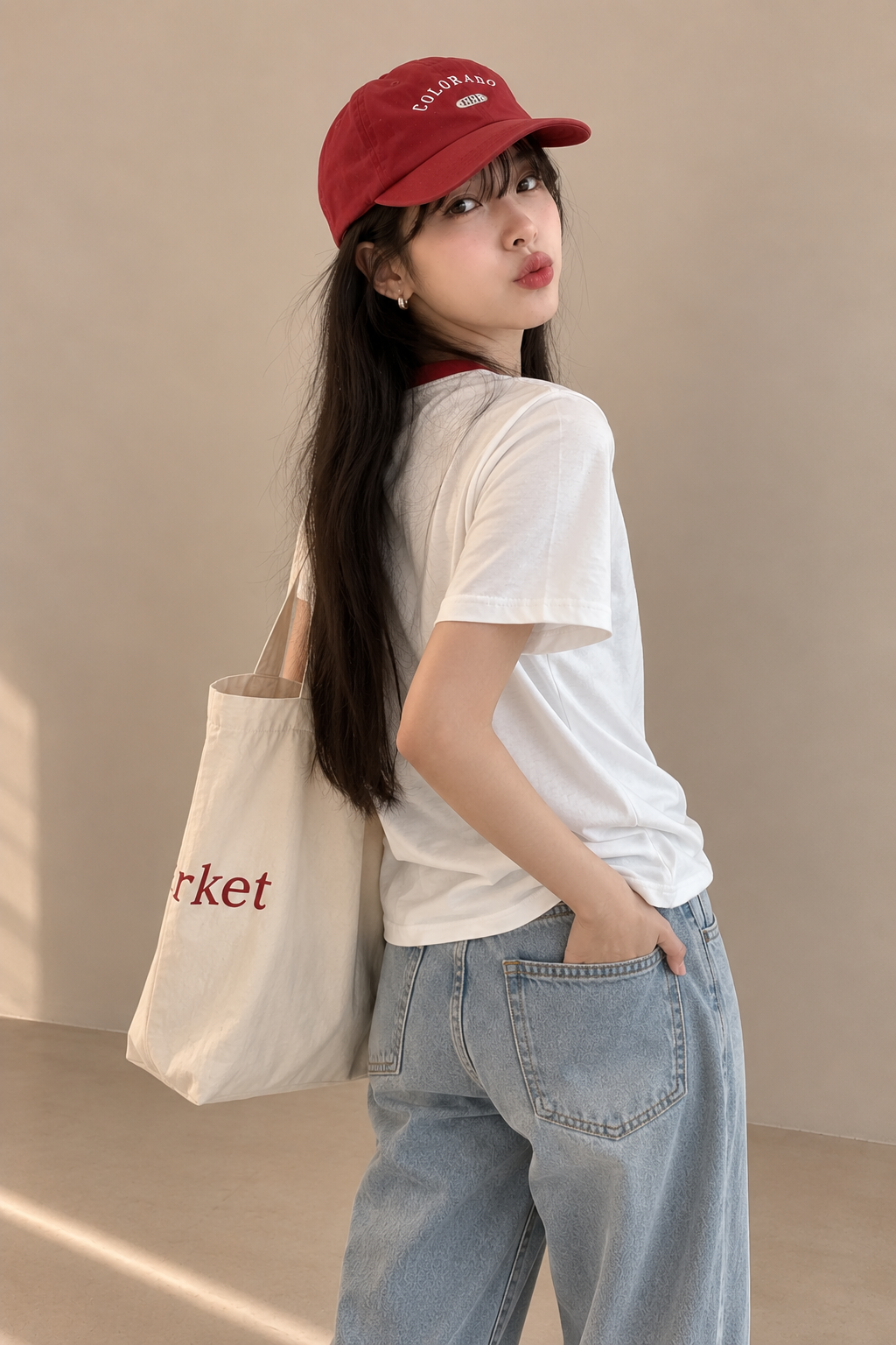 Korean-Style 3D Bread Embroidery Cotton Tee