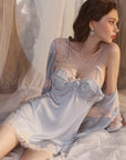 Jacquard Lace Padded Cami Nightdress + Robe Set