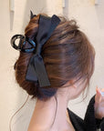 Elegant Matte Hepburn-Style Bow Shark Clip