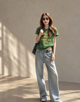 Avocado Green 100% Cotton Vintage Tee