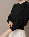 Mock Neck Layered Knit Cardigan