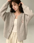 Orb Embroidered Heavy Knit Cardigan