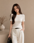 Textured Knit Short Sleeve Top