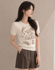 Heavy Embroidered Pegasus Knit Top
