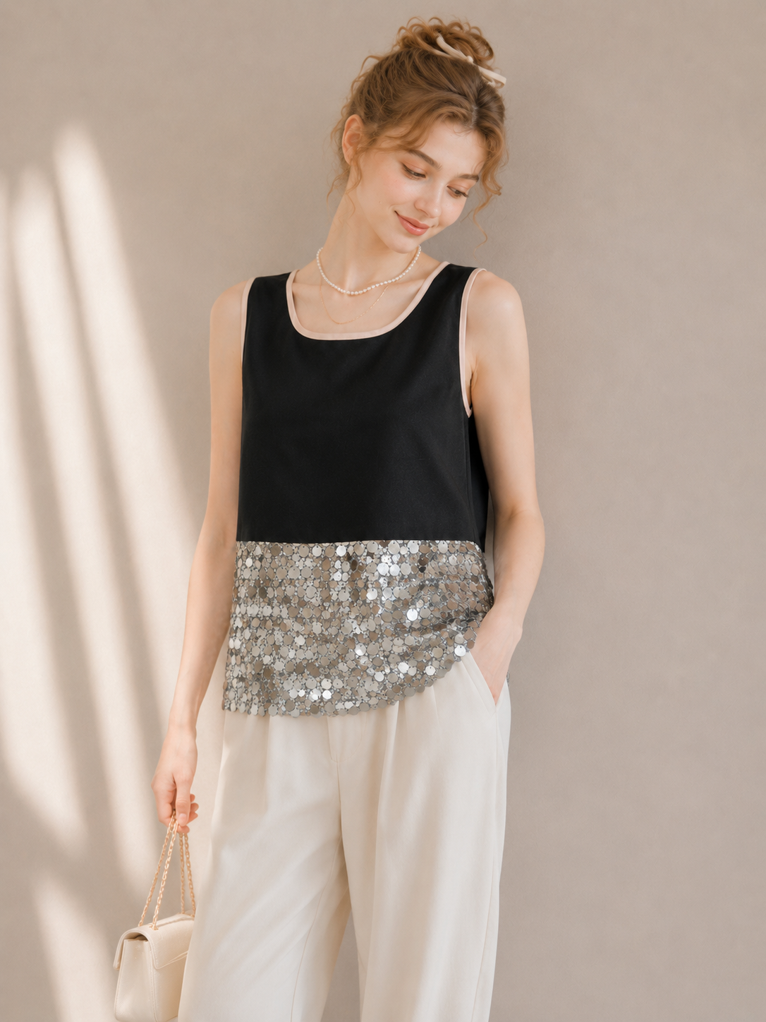 Galaxy Sequin Satin Tank Top