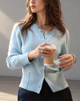 Lake Blue 100% Wool Cardigan
