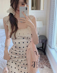 Polka Dot Satin Backless Dress