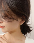 Korean Copper-Plated Silver Leaf Circle Stud Earrings