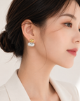 Brushed Silver Stud Earrings