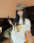 Vintage gold-foil heart bamboo-slub tee