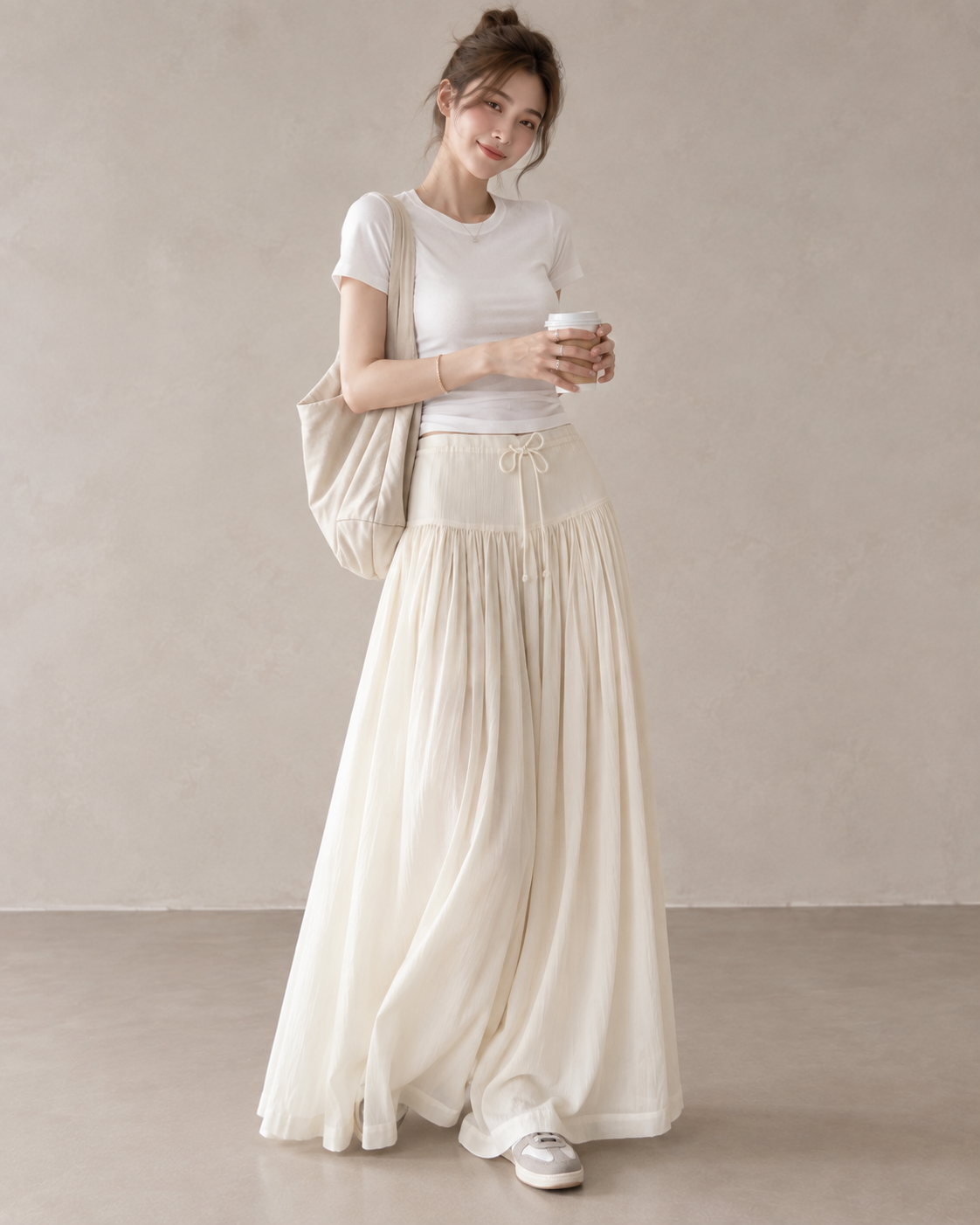 Pleated Waterfall Lyocell Palazzo Pants