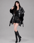 Ink Print Wool Cape Coat