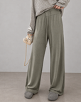 Soft, fluid wide-leg trousers with a comfortable wide waistband.