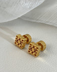 Geometric Hollow Gold 3D Stud Earrings