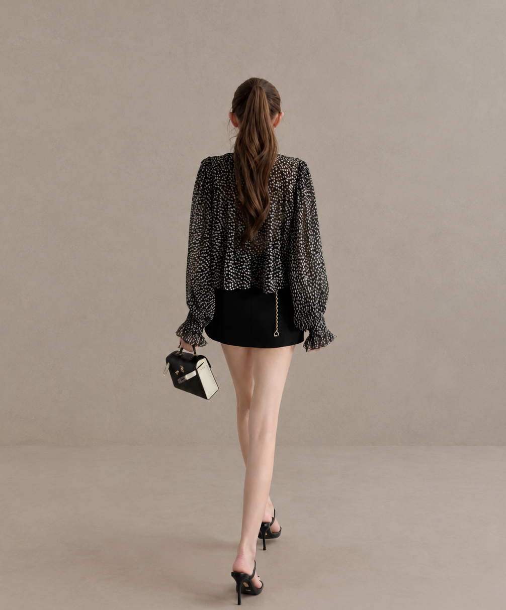 Korean Vintage Polka Dot Chiffon Blouse