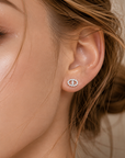Full pavé stud earrings with a chic, luxe look