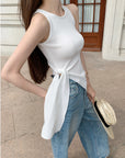 Knit Tie-Detail Racerback Tank