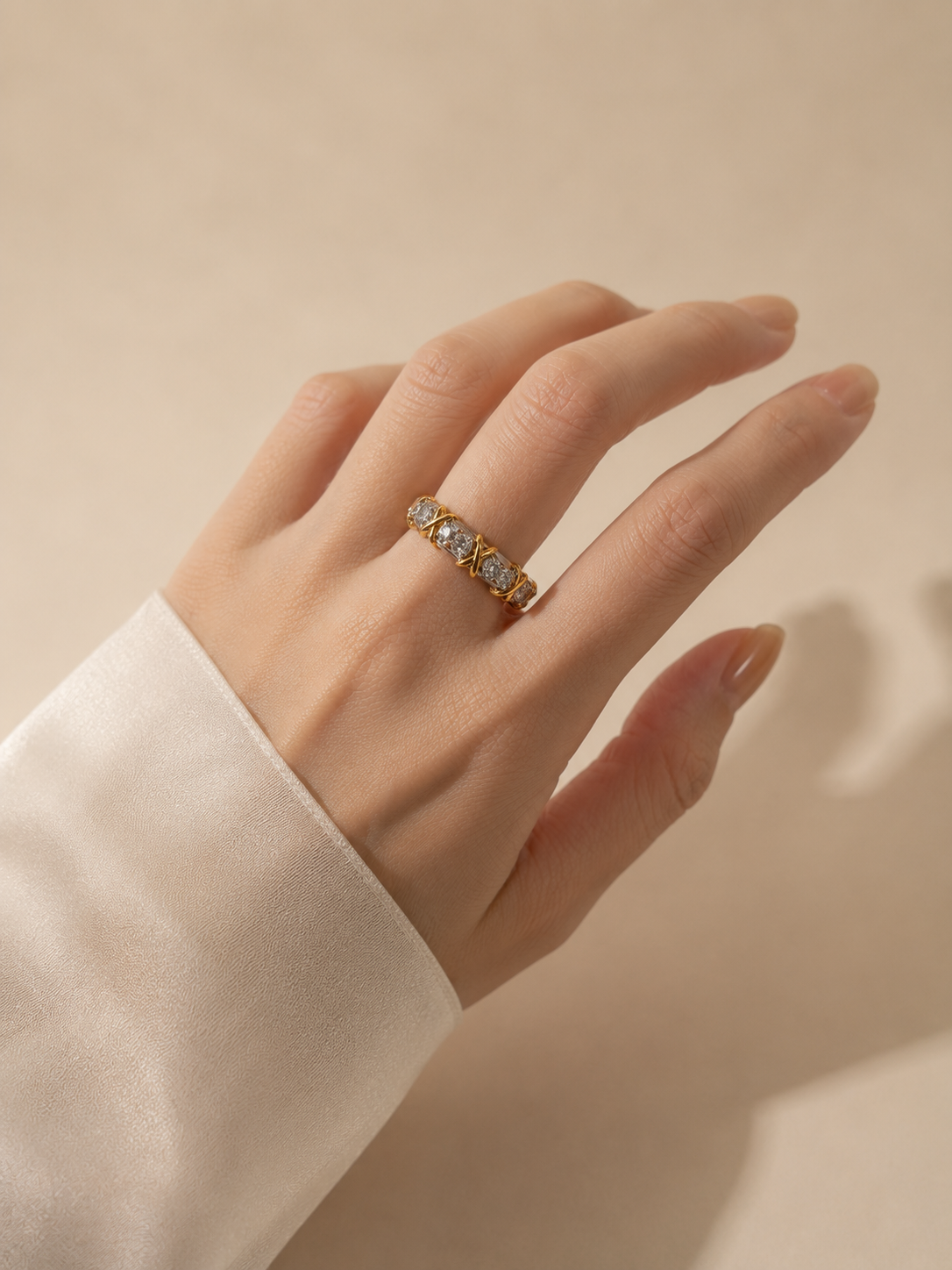 Two-Tone Crystal Eternity Ring