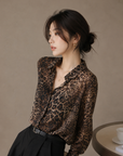Vintage Luxe Leopard Chiffon Shirt