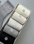 LULU reflective logo cotton socks (5 pairs)
