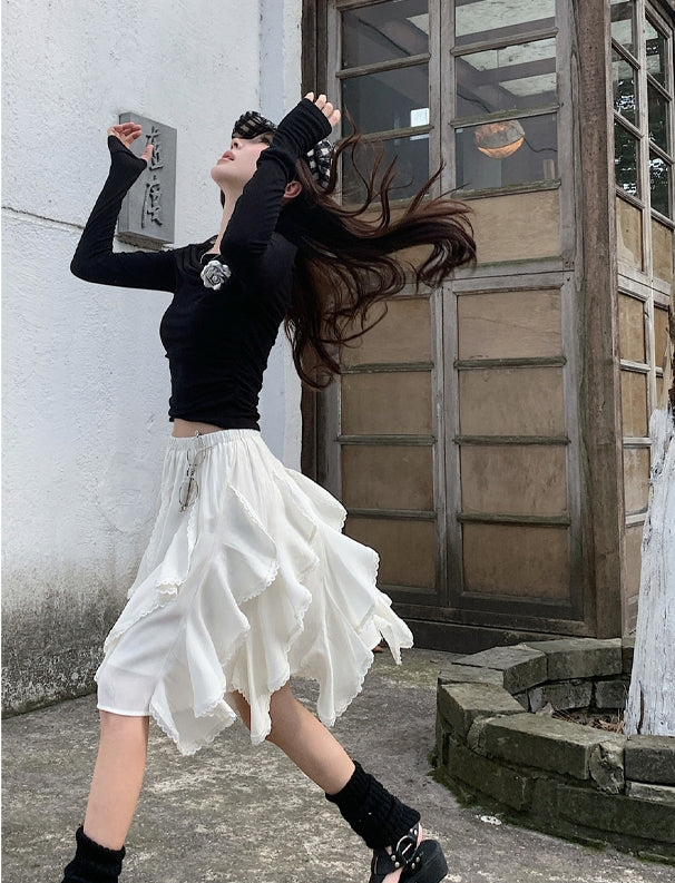 Tencel Drape Asymmetrical Skirt