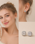 Cushion Cut Halo Stud Earrings