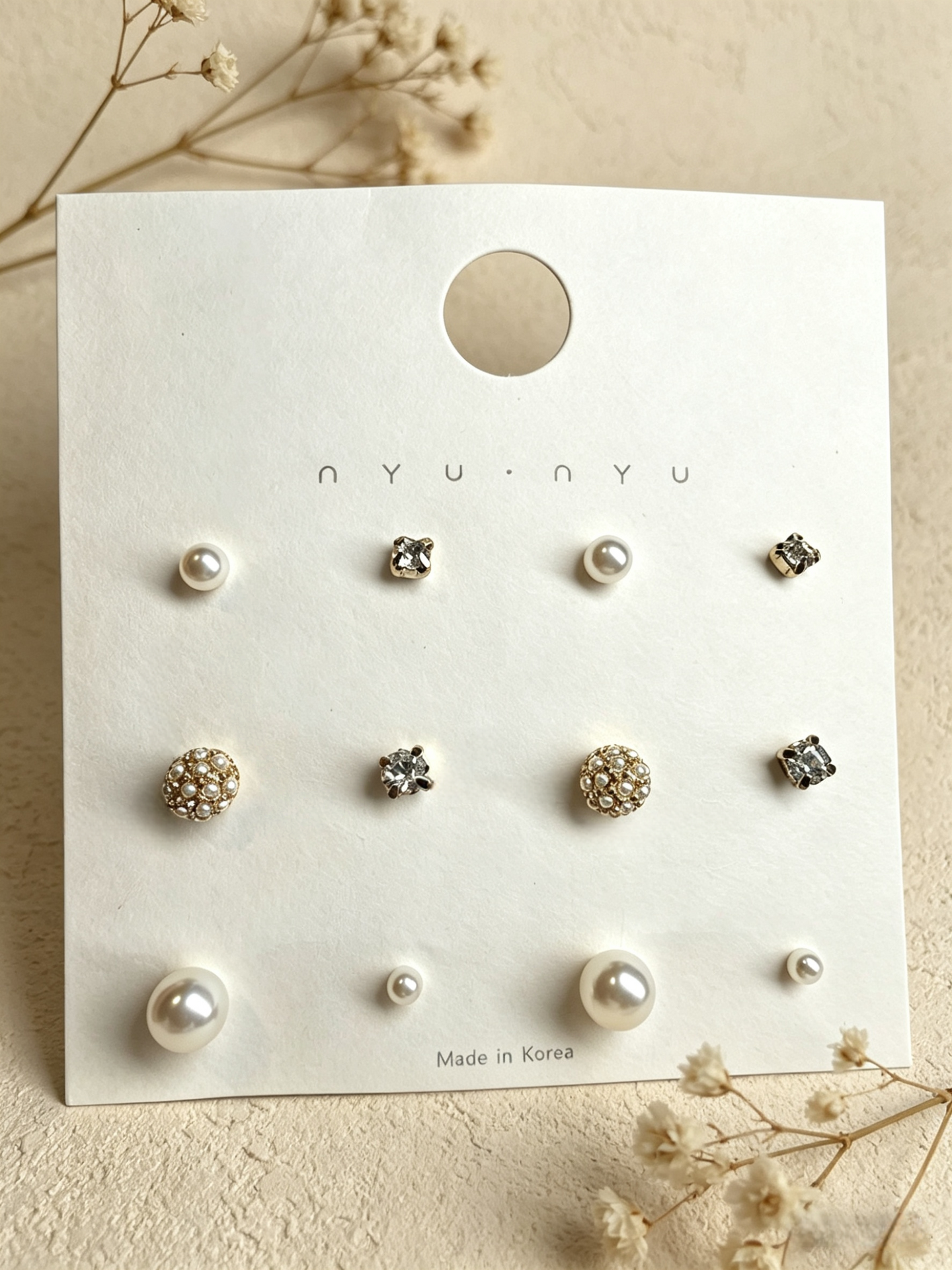 6 Pairs Korean Style 925 Silver Needle Stud Earrings Set